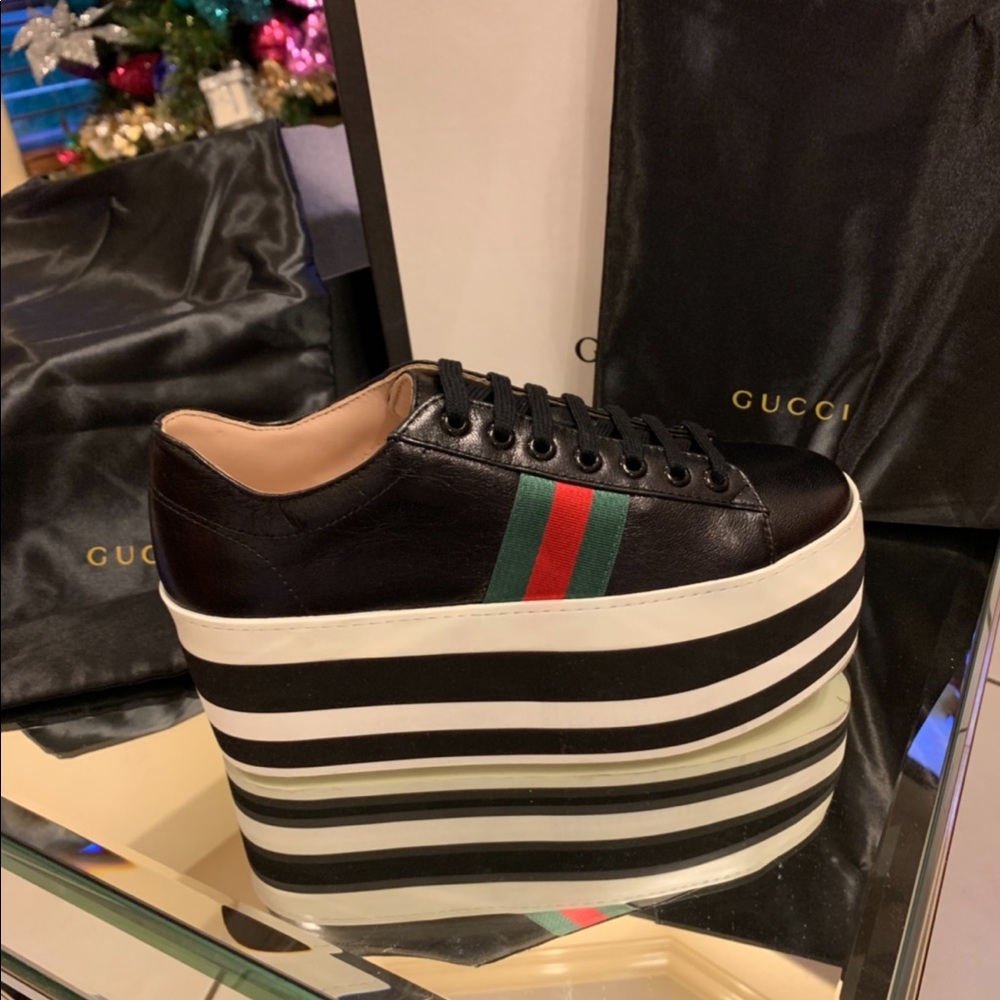 Gucci leather platform sneakers